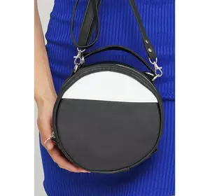 Жіноча кругла сумка Sambag Bale чорна з білим