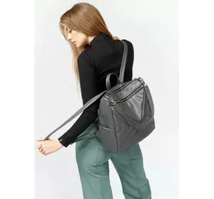 Жіночий рюкзак-сумка Sambag Trinity строчений графітовий