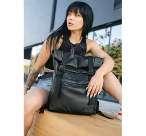 Чорний жіночий рюкзак Roll Top