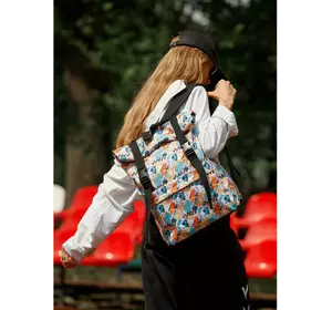 Жіночий рюкзак Sambag RollTop Milton тканевий з принтом "LIGHT"