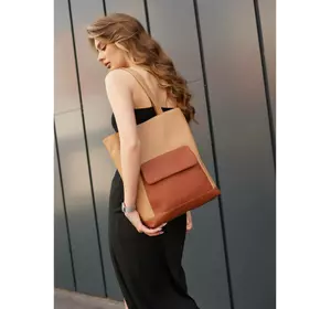 Жіноча сумка Sambag Shopper бежева з клапаном