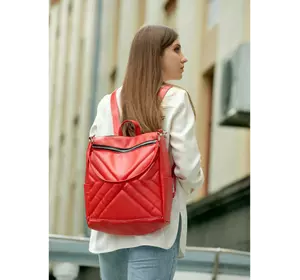Жіночий рюкзак-сумка Sambag Trinity строчений червоний