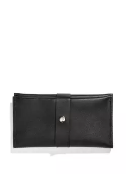 Кожаный кошелек Sambag MSH черный с перфорацией