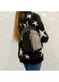 Женский рюкзак прогулочный Sambag Mane MQG сочетание черного с металликом