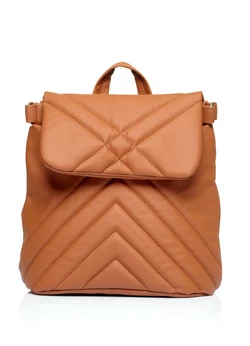 Женский рюкзак-сумка Sambag Loftc стеганый коричневый