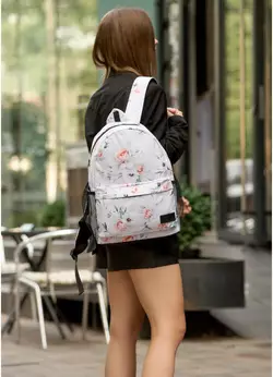 Женский рюкзак Sambag Brix PJT белый с цветочным белым принтом