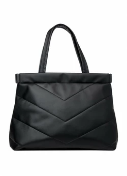 Женская большая сумка Sambag Shopper строченая черная