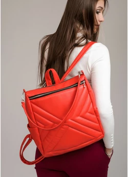 Женский рюкзак-сумка Sambag Trinity строченный красный