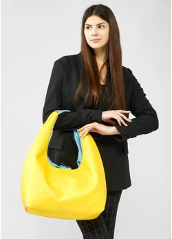 Женская сумка Sambag HOBO L желто-голубая