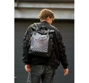 Мужской рюкзак Sambag RollTop Hacking  черный принт "illusion"