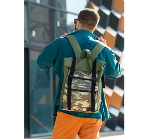 Мужской рюкзак ролл Sambag  RollTop Zard хаки с пиксельным камуфляжем