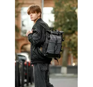 Чоловічий рюкзак Sambag RollTop Hacking чорний принт "Girl"